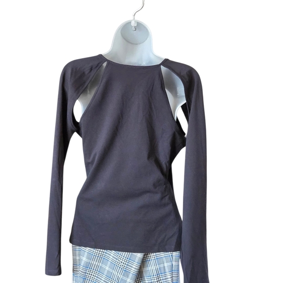 BCBGMAXAZRIA Black Cutout Keyhole Long Sleeve Top Size Medium - Picture 5 of 8